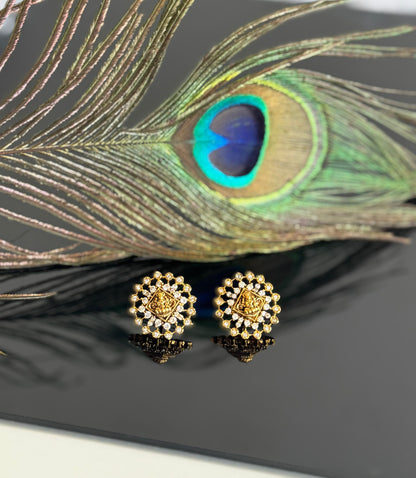 Matte finish white lakshmi round stud/earrings dj-51578