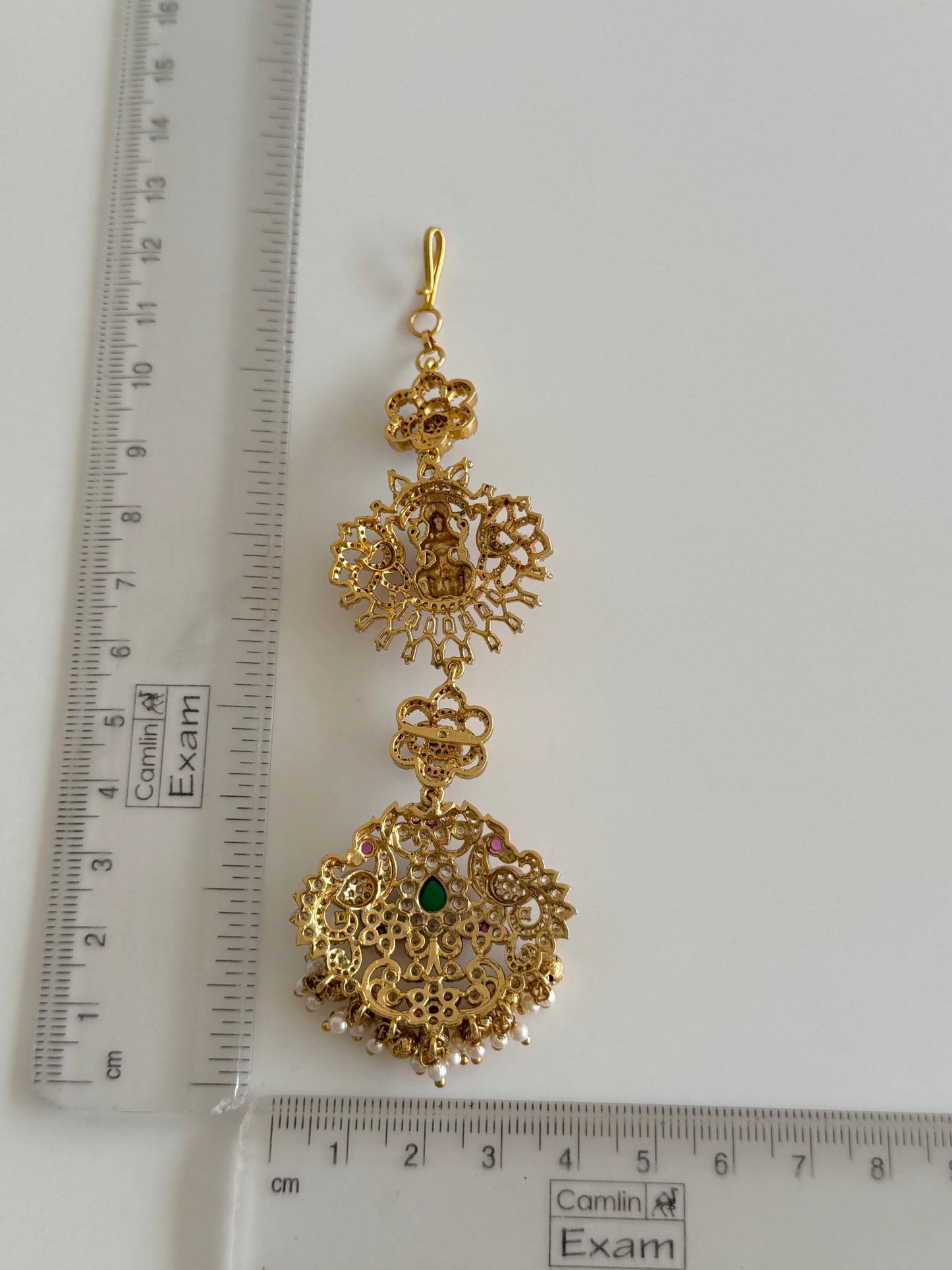 Antique gold tone lakshmi peacock peacock tikka dj-51375