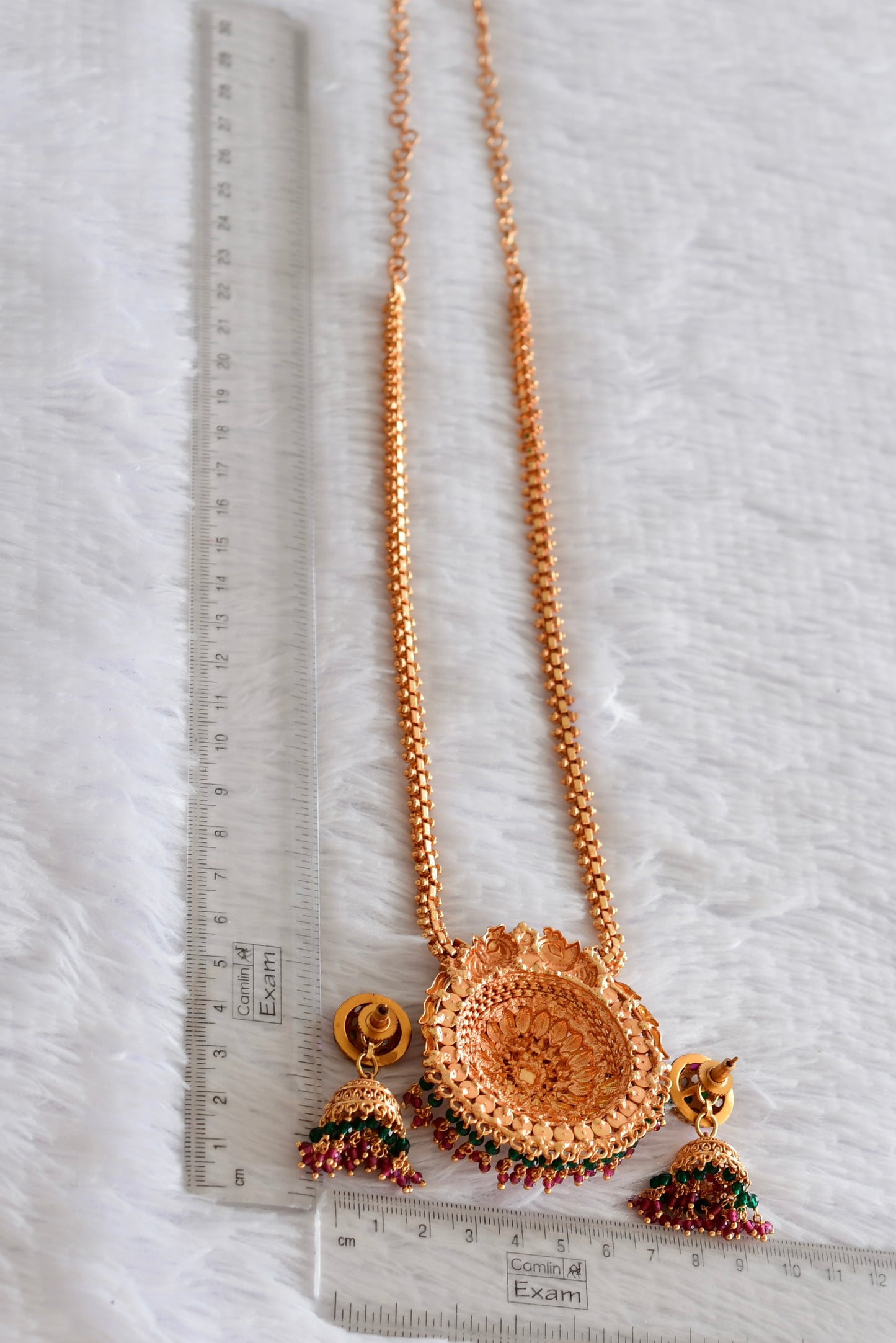 Gheru finish Kemp-green peacock necklace set dj-52207