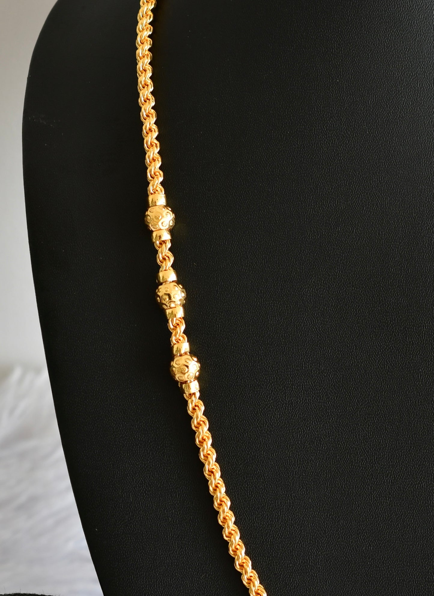 Gold tone 24 inches rope ball mugappu chain dj-51901
