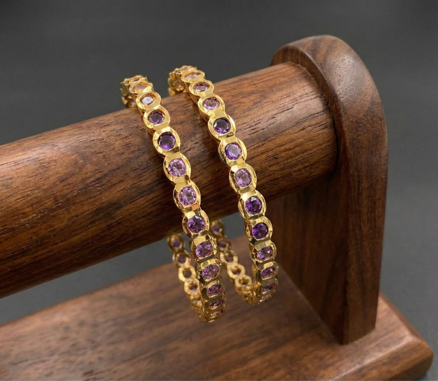 Gold tone South Indian style purple bangles(2.8) dj-51064