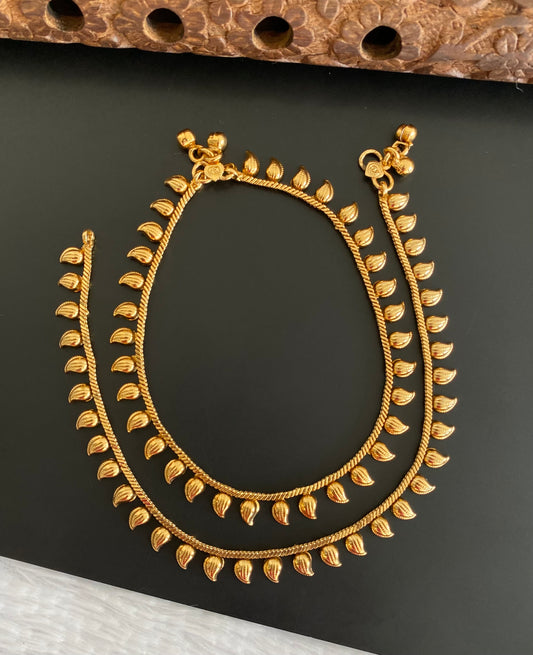 Antique gold tone mango design anklets set dj-53191