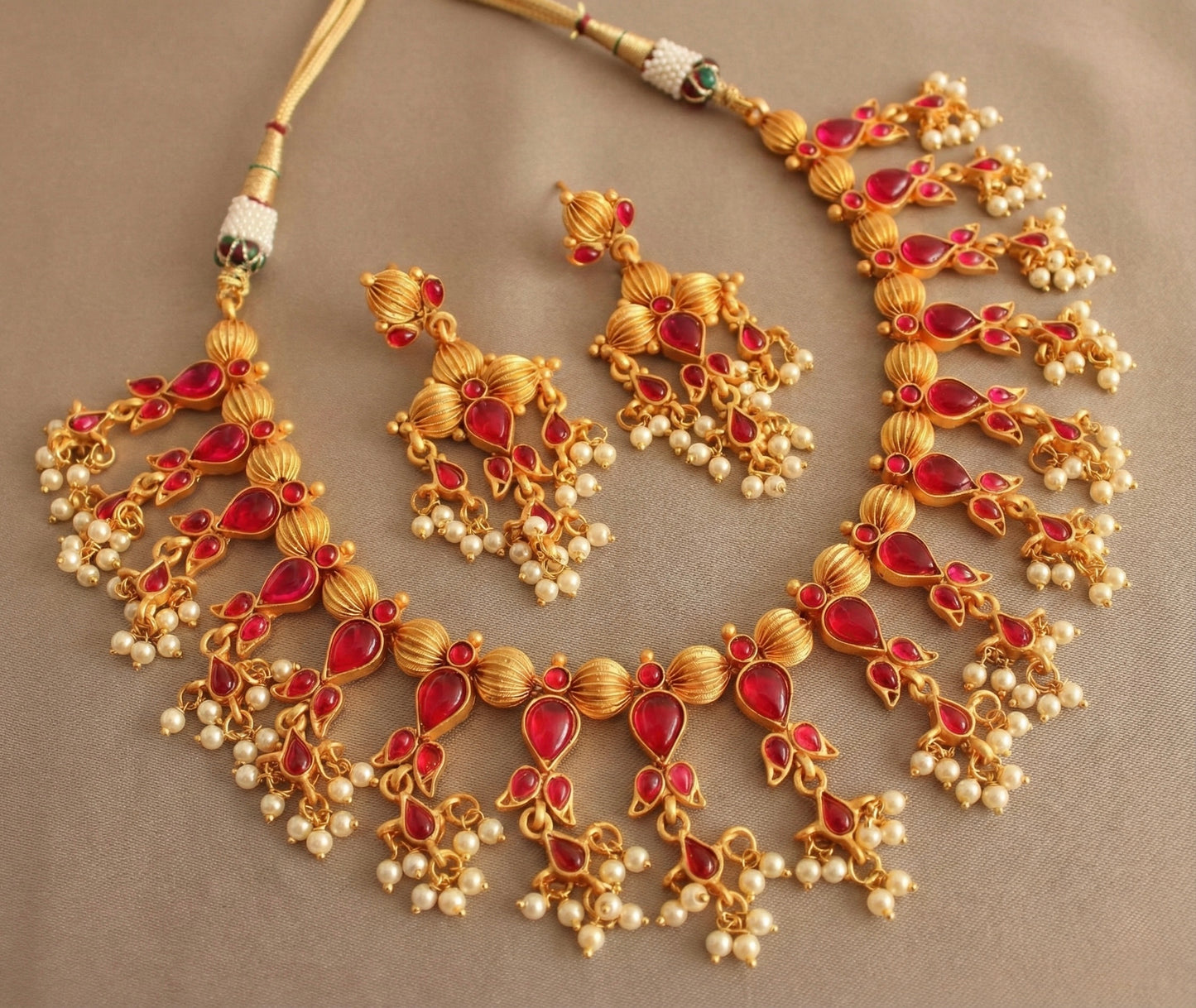 Matte Finish Kemp Pearl Necklace Set-dj07234