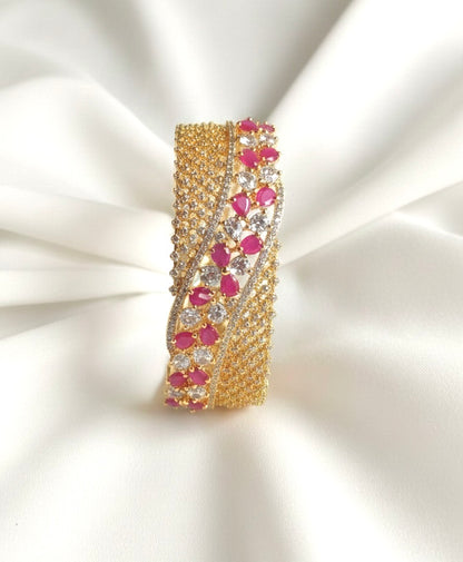 Gold Tone Cz White-ruby Lock type Bracelet DJ26274