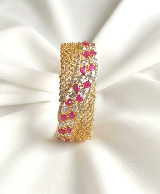 Gold Tone Cz White-ruby Lock type Bracelet DJ26274