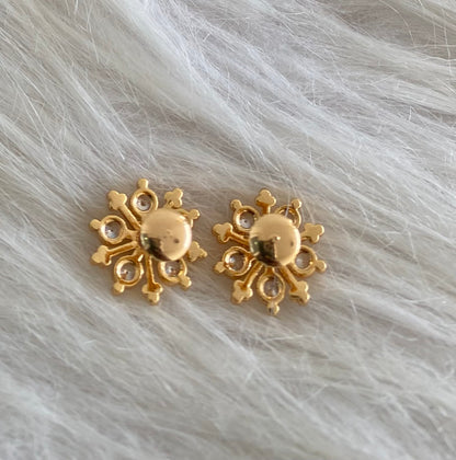 Gold tone ad white stone flower stud/earrings dj-54898