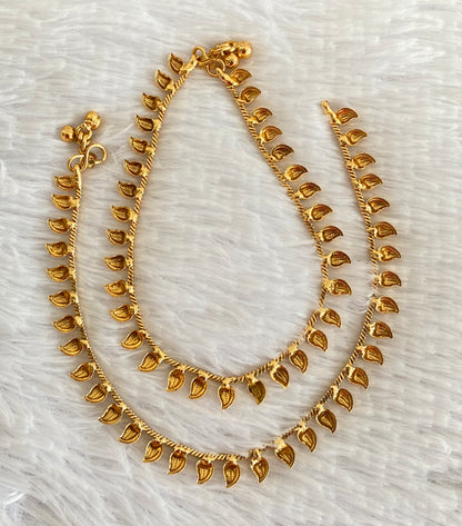 Antique gold tone mango design anklets set dj-53191