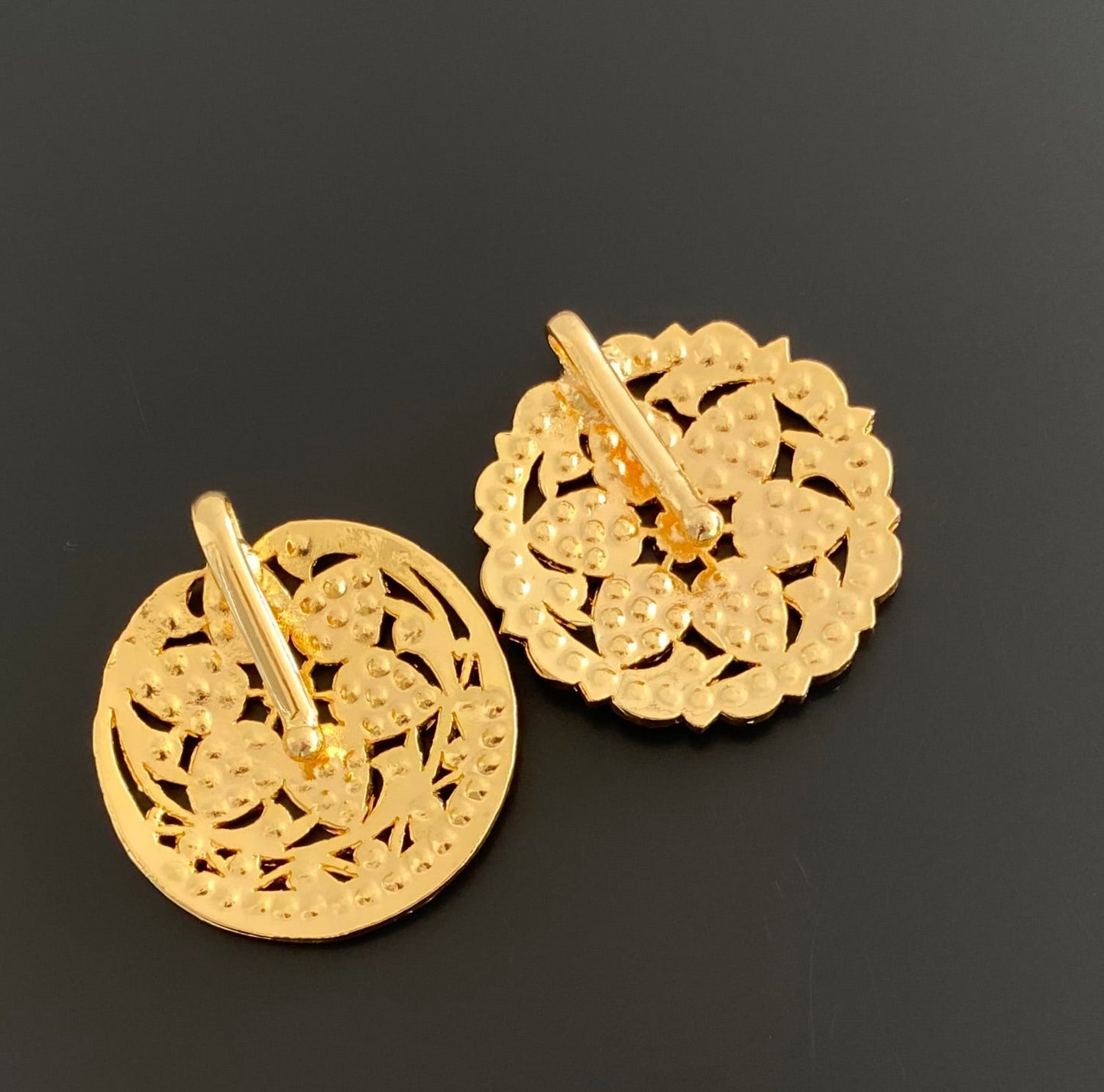 Gold tone AD pink-green flower sun moon hair jewel dj-52022