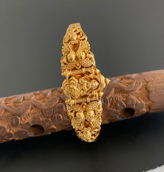 Antique gold tone lakshmi peacock lock type openable kada/bracelet dj-53462