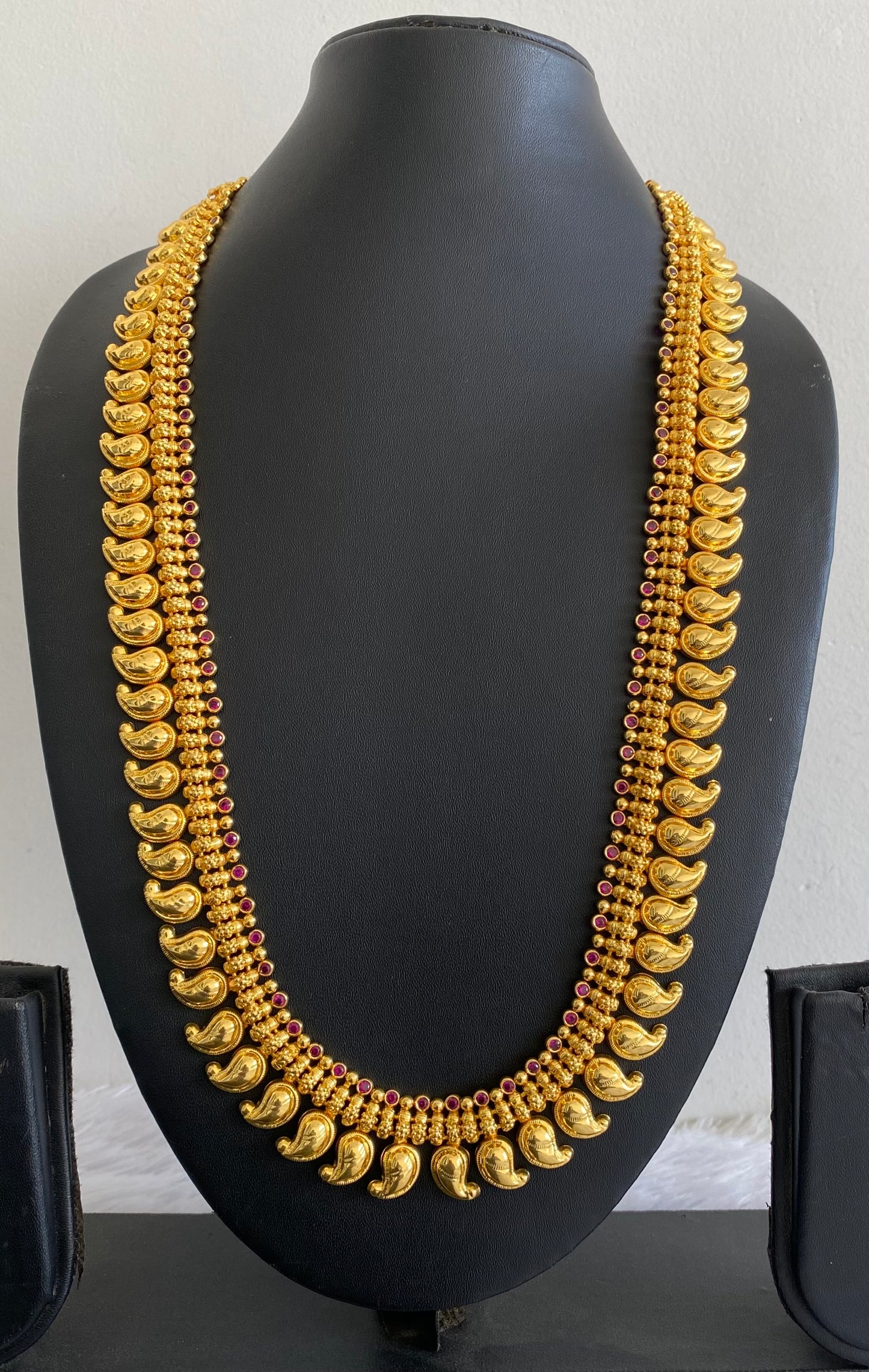 Gold tone pink stone mango haar dj-53164