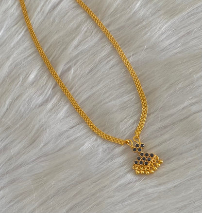 Gold tone 18 inches chain with black stone pathakkam pendant dj-54904