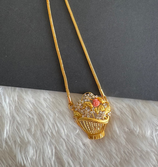 Gold tone 24 inches chain with flower pot pendant dj-52221