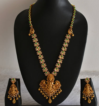 Matte finish cz green lakshmi peacock haar set dj-52435