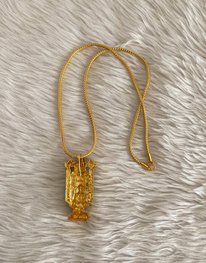Gold tone 24 inches chain with shri thirumal lakshmi pendant dj-55111