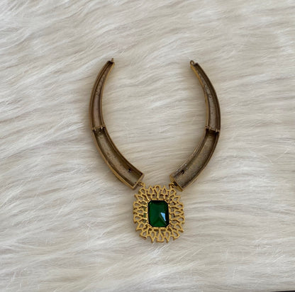 Antique gold tone white-pink-green stone kante necklace dj-54769