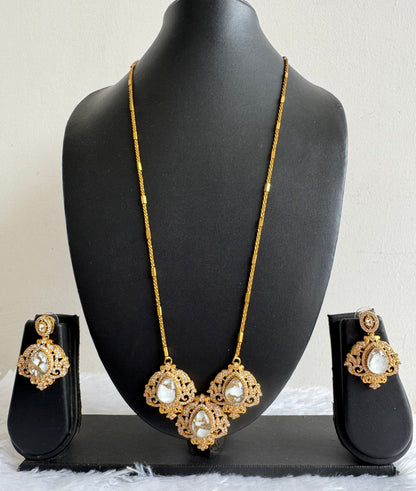 Antique gold tone white-gold fire stone long chain set dj-51092