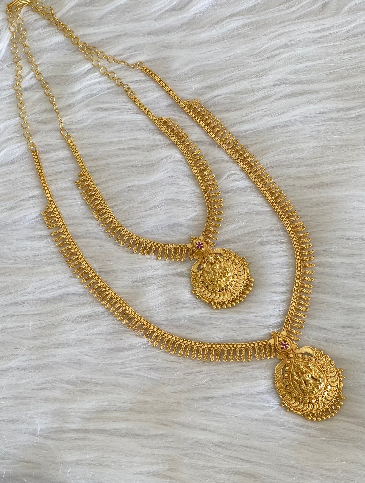 Gold tone ruby stone lakshmi mango combo set dj-54289
