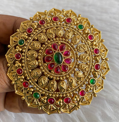 Antique gold tone kemp-green round hair jewel(rakodi)dj-53623