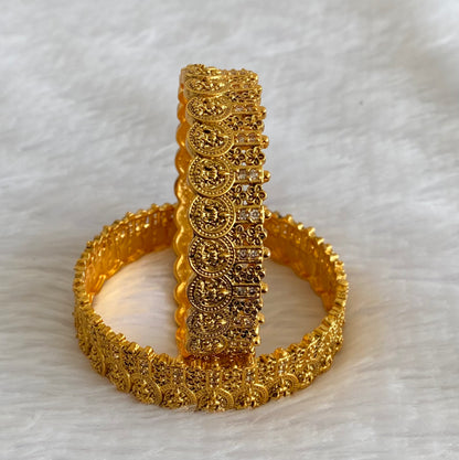 Antique gold tone white stone flower lakshmi coin bangles(2.4) dj-53412