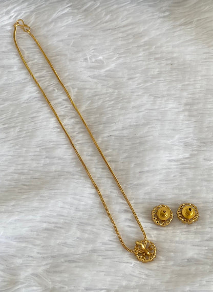 Gold tone 18 inches chain with white stone pendant set dj-54426