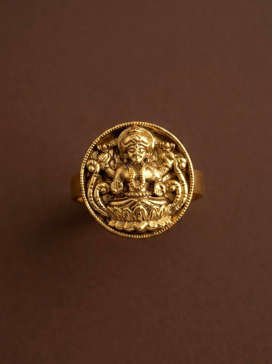 Antique gold tone lakshmi finger ring dj-54333