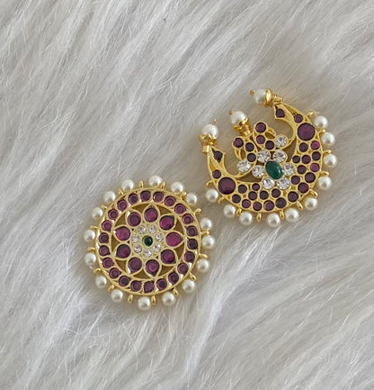 Gold tone precious kemp-green sun moon hair jewel dj-52251