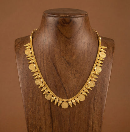 Gold tone lakshmi coin necklace Dj33954