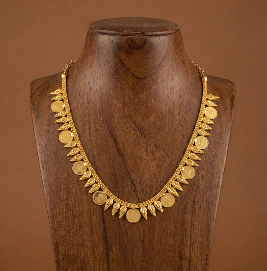 Gold tone lakshmi coin necklace Dj33954
