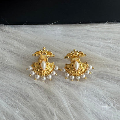 Gold tone pearl beaded stud/earrings dj-51258