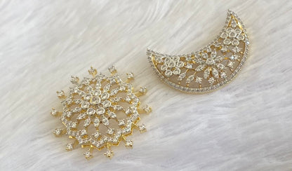Two tone AD  flower sun moon hair jewel dj-53647