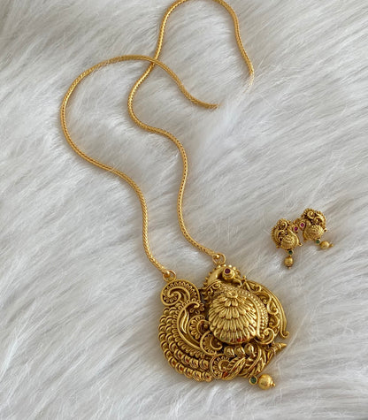 Antique gold tone 24 inches chain with annapakshi pendant set dj-54418