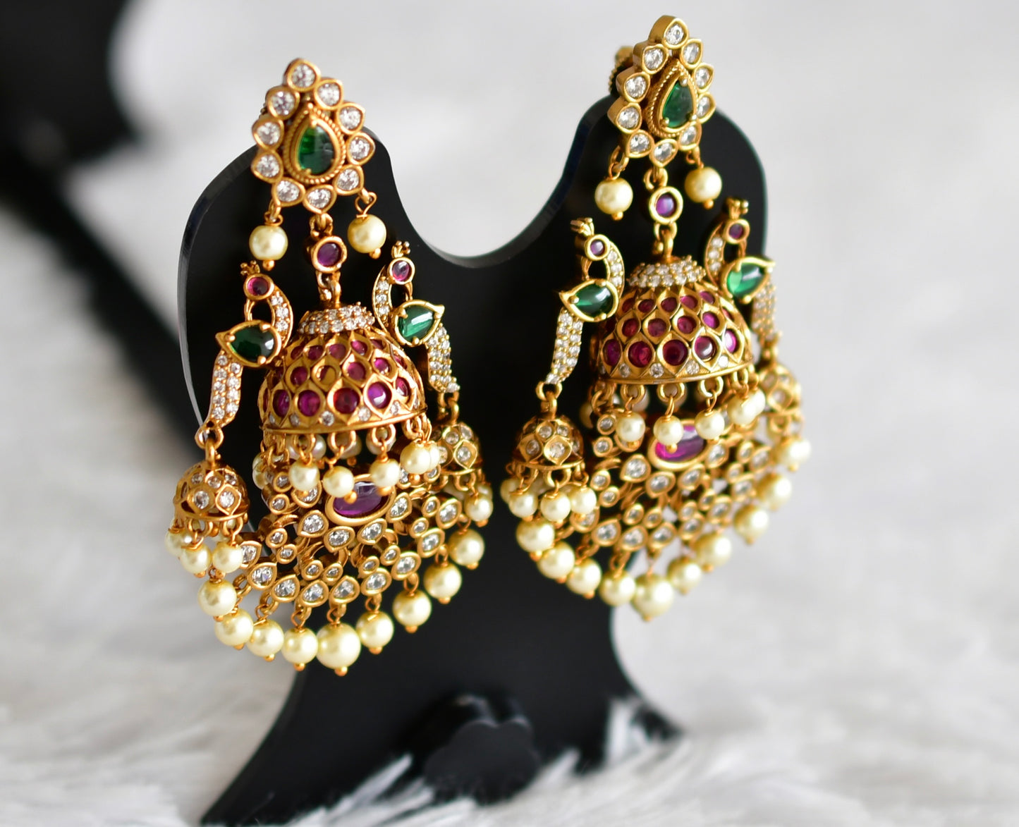 Matte finish kemp-green pearl bali peacock jhumkka dj-51864