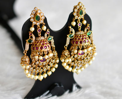 Matte finish kemp-green pearl bali peacock jhumkka dj-51864