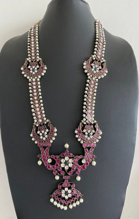 Black finish AD precious kemp-green-white pearl moon peacock haar Dj-53396