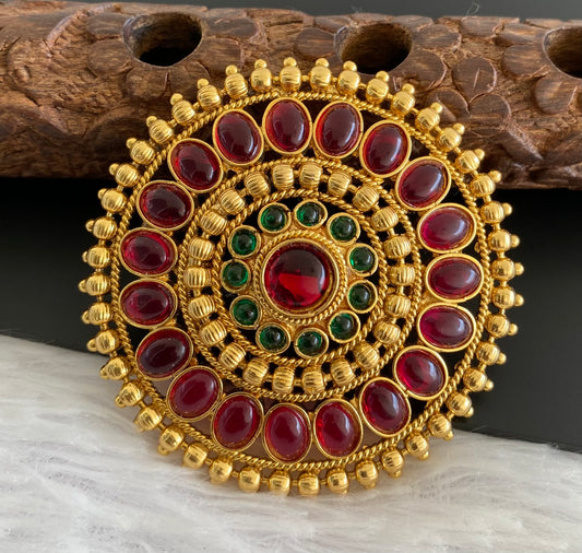 Antique gold tone pink-green hair jewel dj-52951