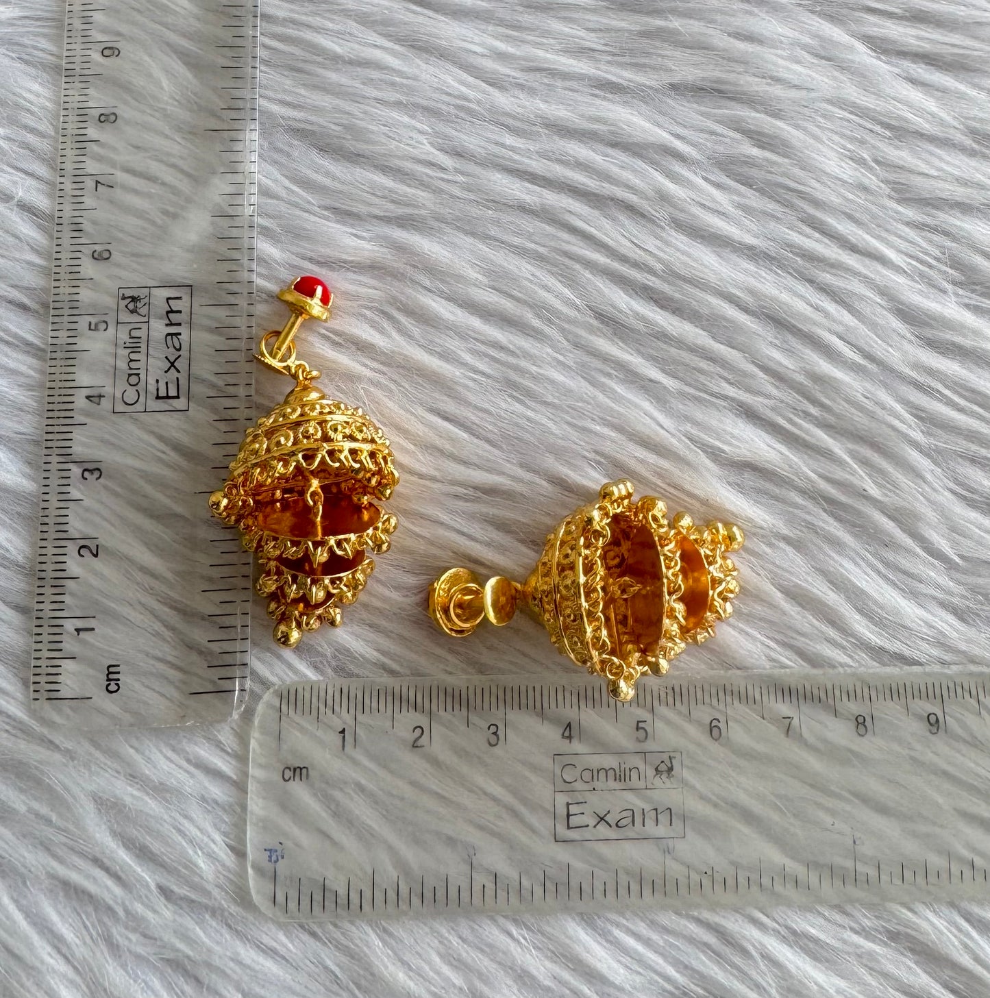 Gold tone coral step jhumkka dj-51102