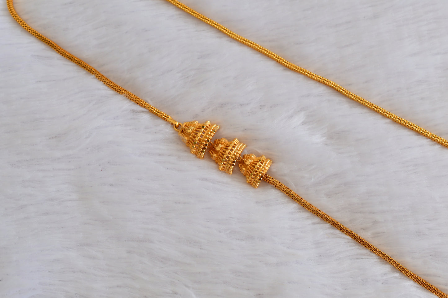 Gold tone 24 inches jhumkka style mugappu chain Dj-53313