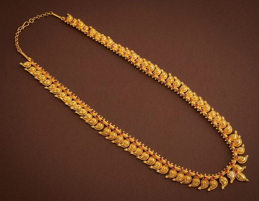 Gold tone Kerala style Ruby mango haar dj-42647