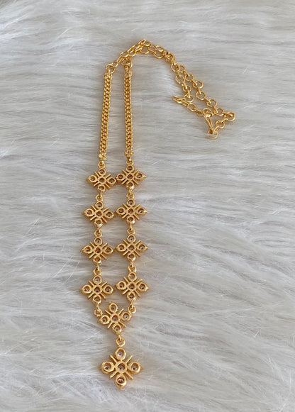 Gold tone south indian AD white stone necklace dj-54916
