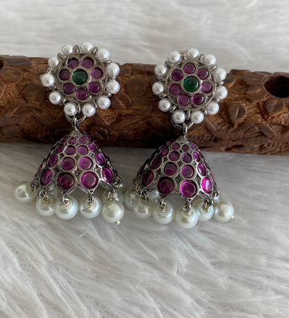 Black finish precious kemp-green pearl jhumkka dj-53687