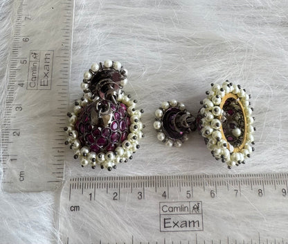 Black finish precious kemp pearl jhumkka dj51025