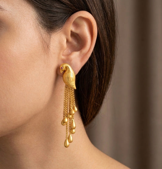 Matte finish peacock earrings dj-52933