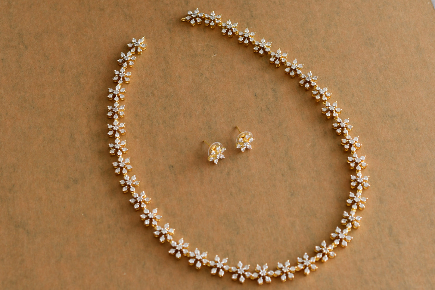 Two tone cz white flower haar set dj-51983