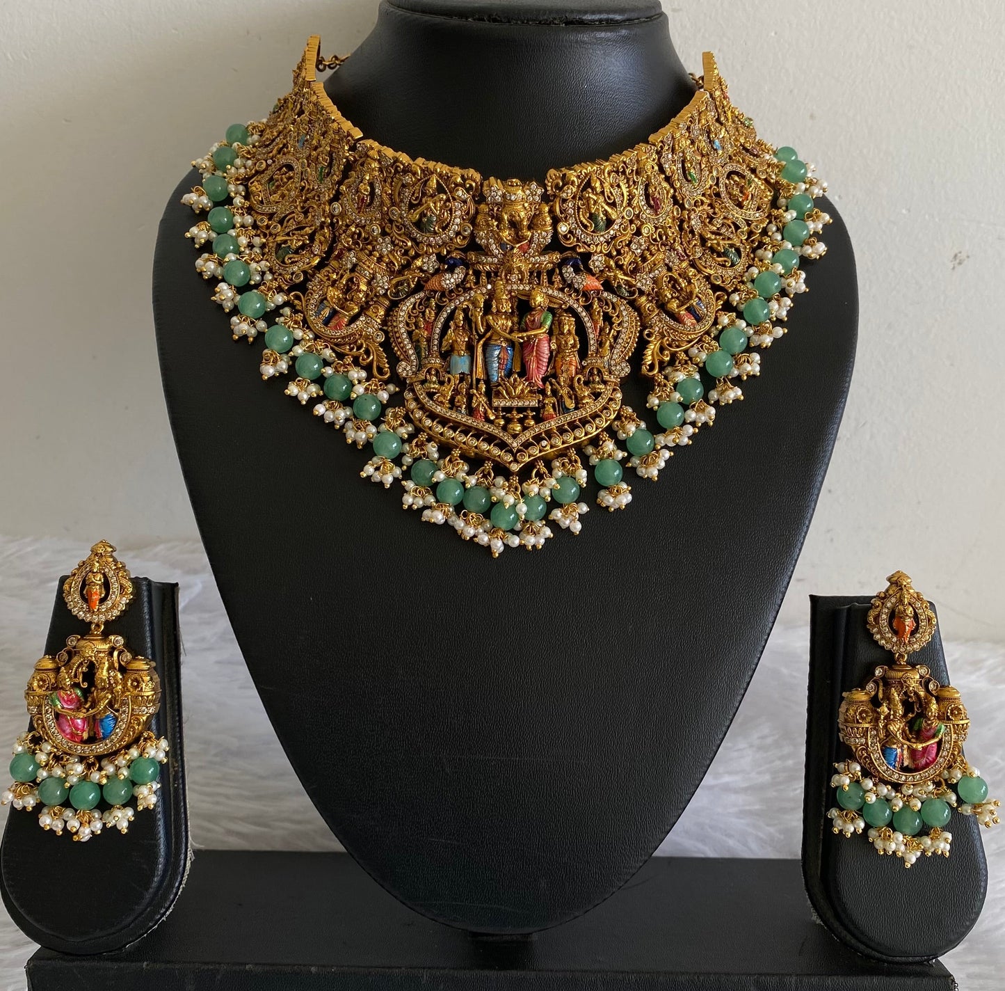 Matte finish meenakari srinivasa kalyanam choker set dj-54094