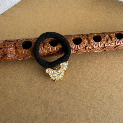 Matte finish white kundan jadau bird hair band dj-51522