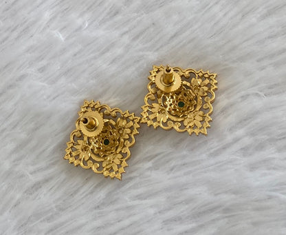 Antique tone green stone flower stud/earrings dj-53562