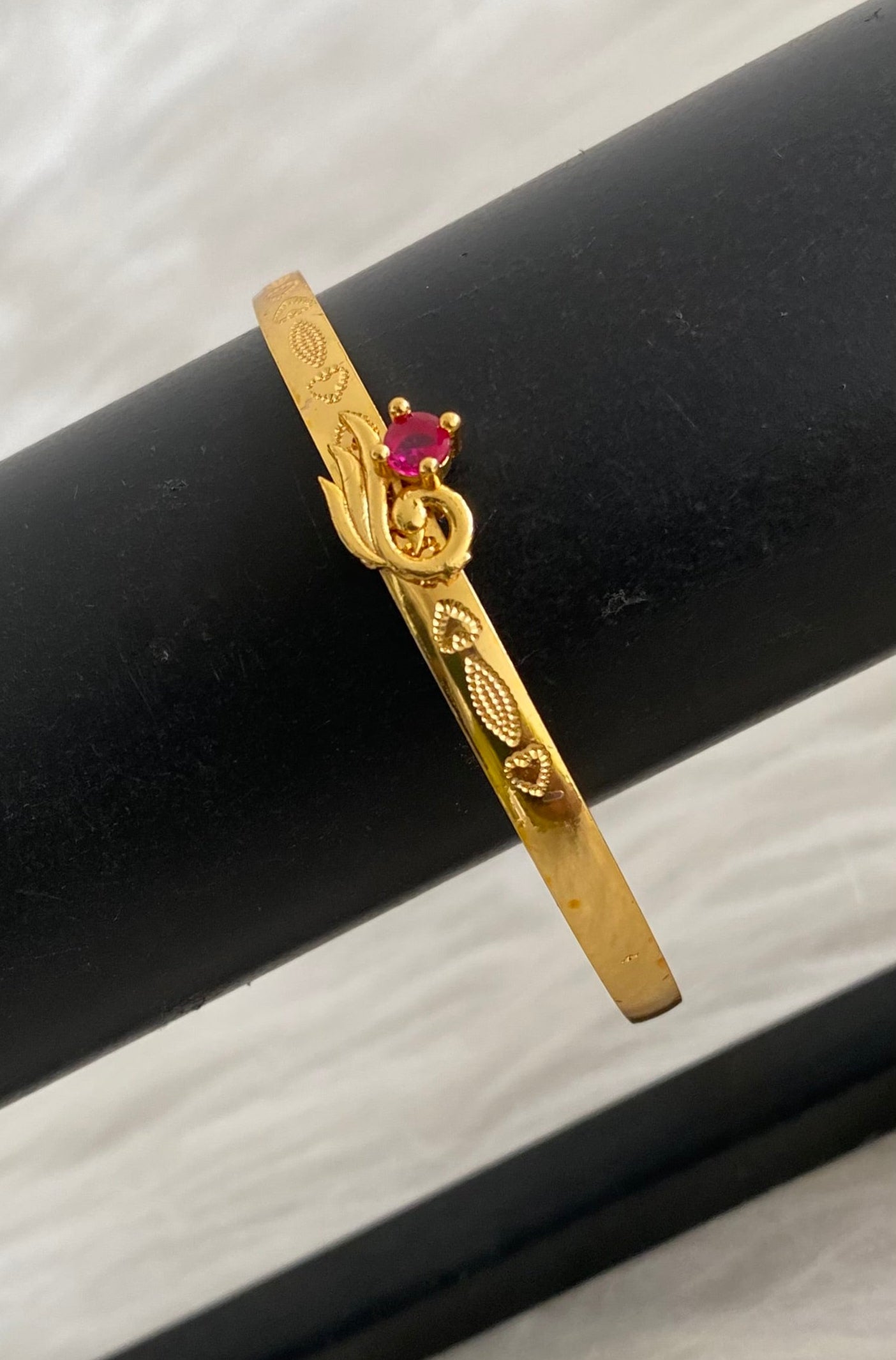 Gold tone ruby peacock openable kada/bangle(2.4) Dj-53830
