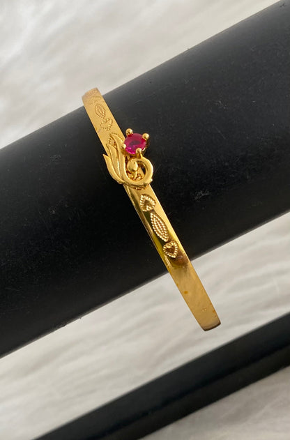 Gold tone ruby peacock openable kada/bangle(2.4) Dj-53830