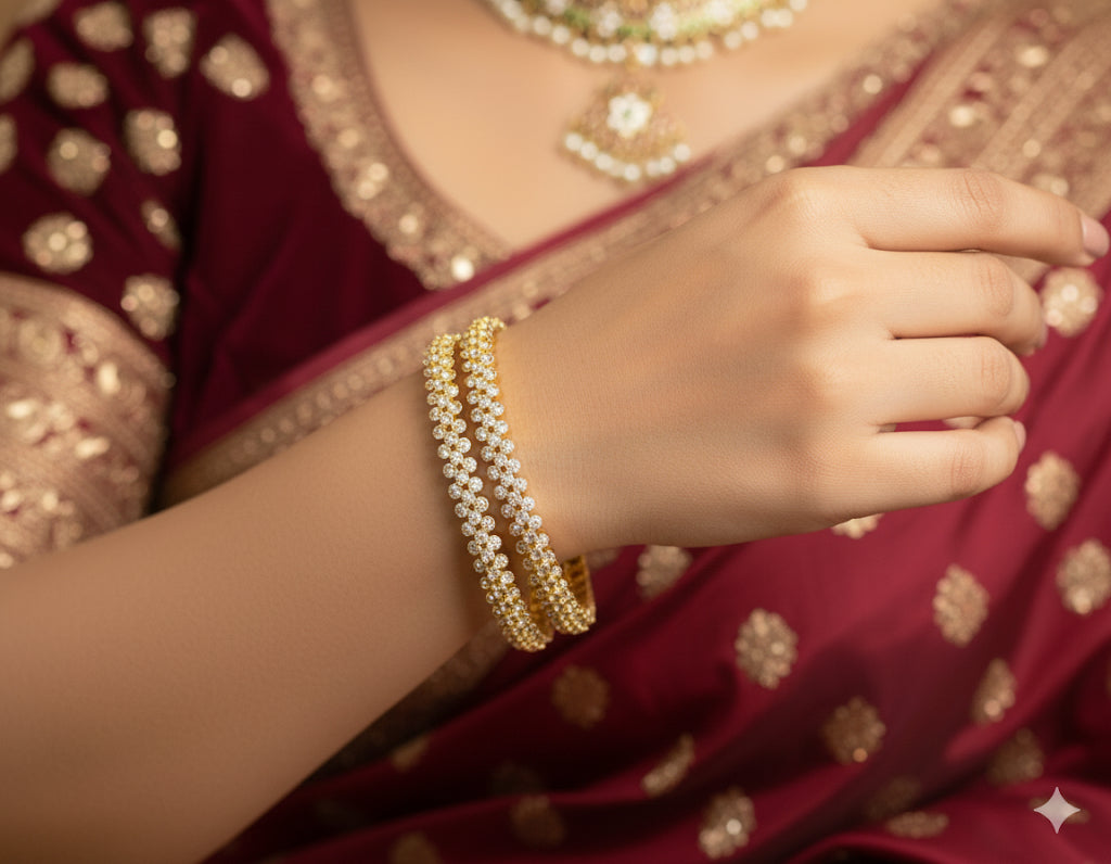 Gold tone cz set of 2 bangles