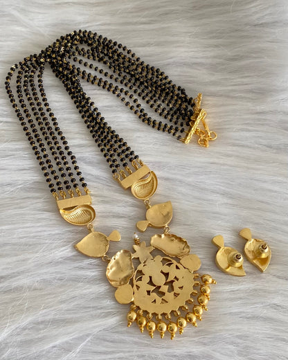 Antique gold tone peacock  mango kundan jadau mangalsutra set dj-54178